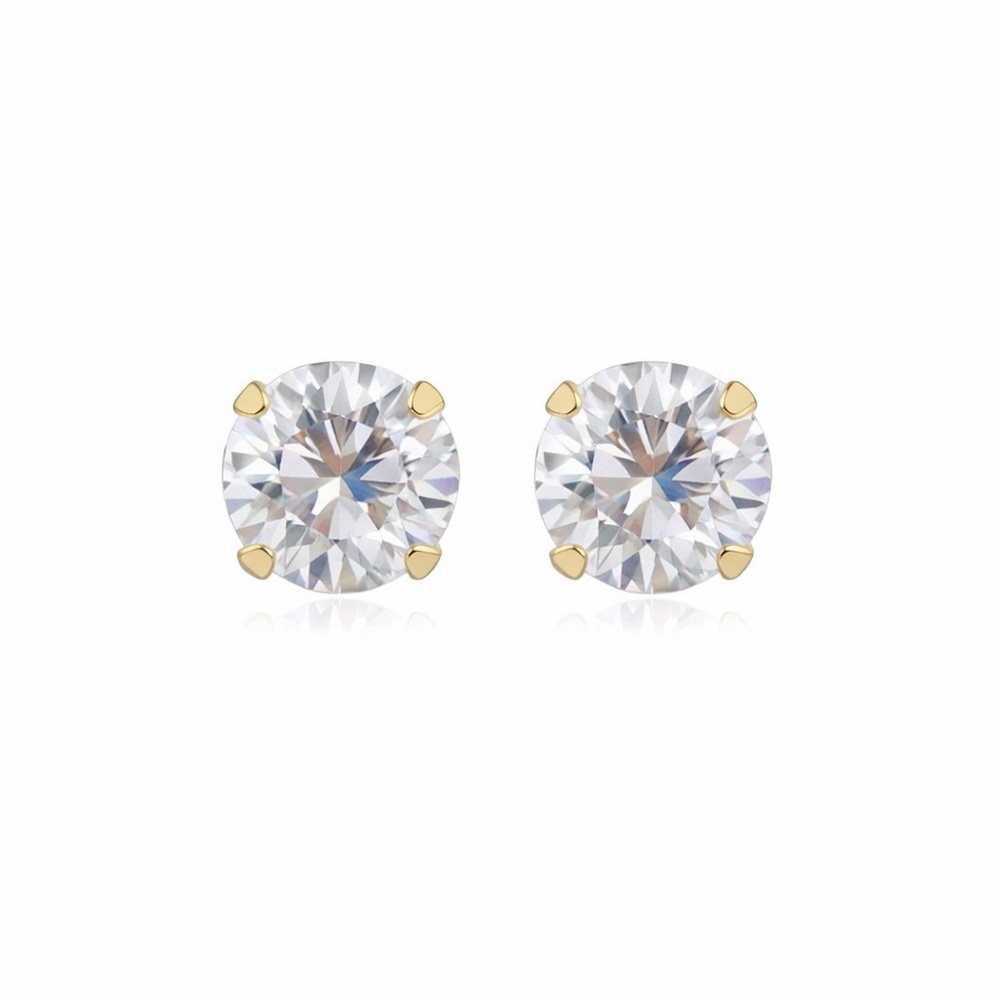 NWOT 10K Gold Classic CZ Stud Earrings